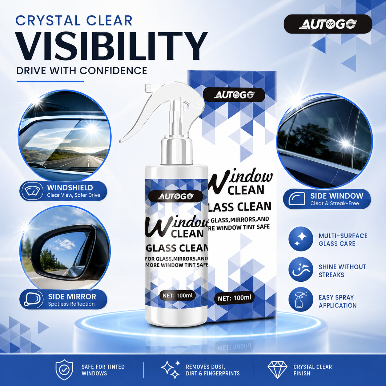 Glass Cleaner Streak - Nettoyant pour vitres sans ammoniaque, sans