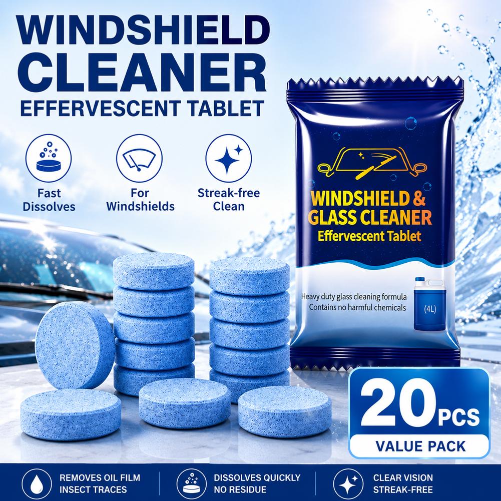 Glass Cleaner Streak - Tablettes effervescentes pour lave-glace de voiture,
