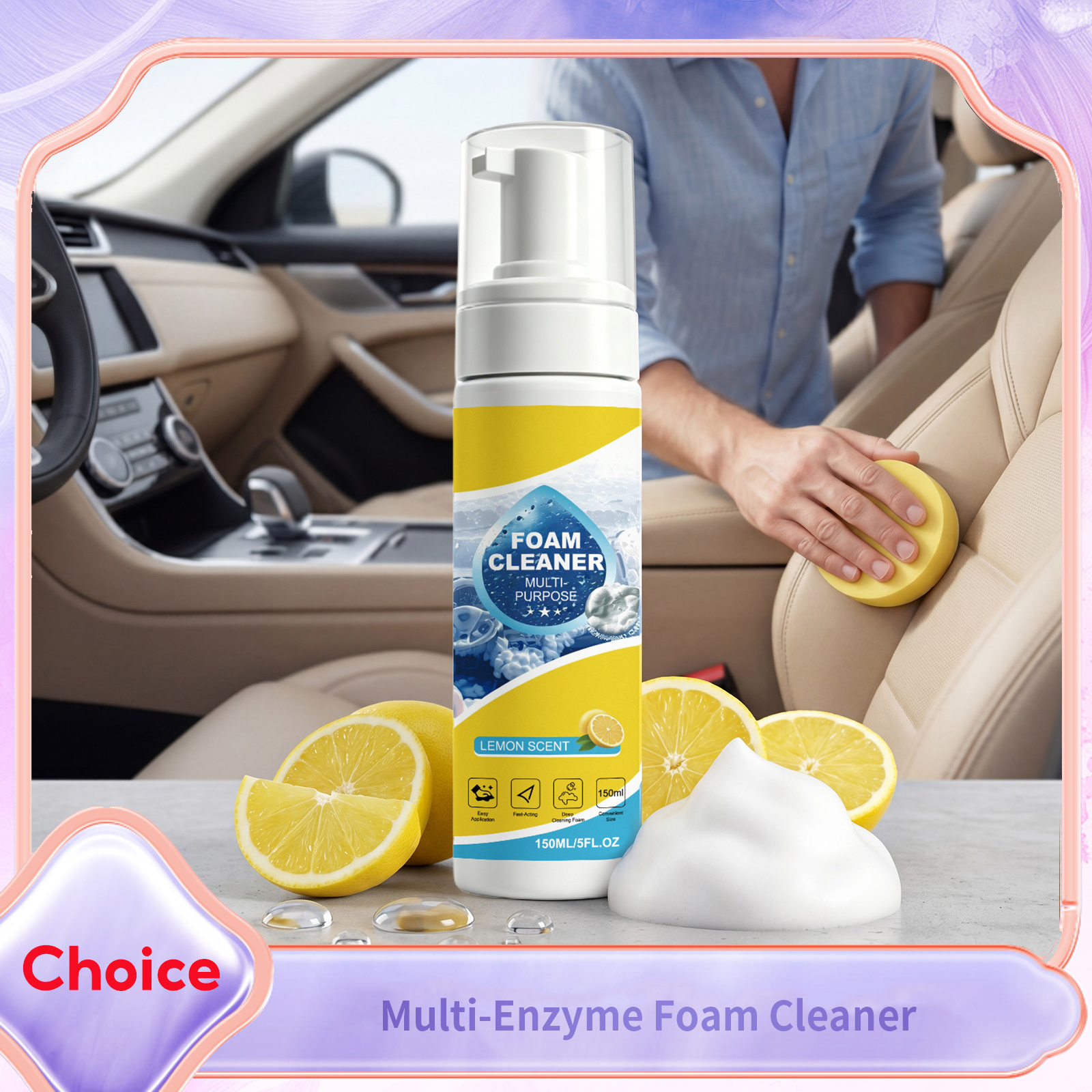 Leather Cleaner Interior - Nettoyant Moussant Multi-usages pour Intérieur Automobile