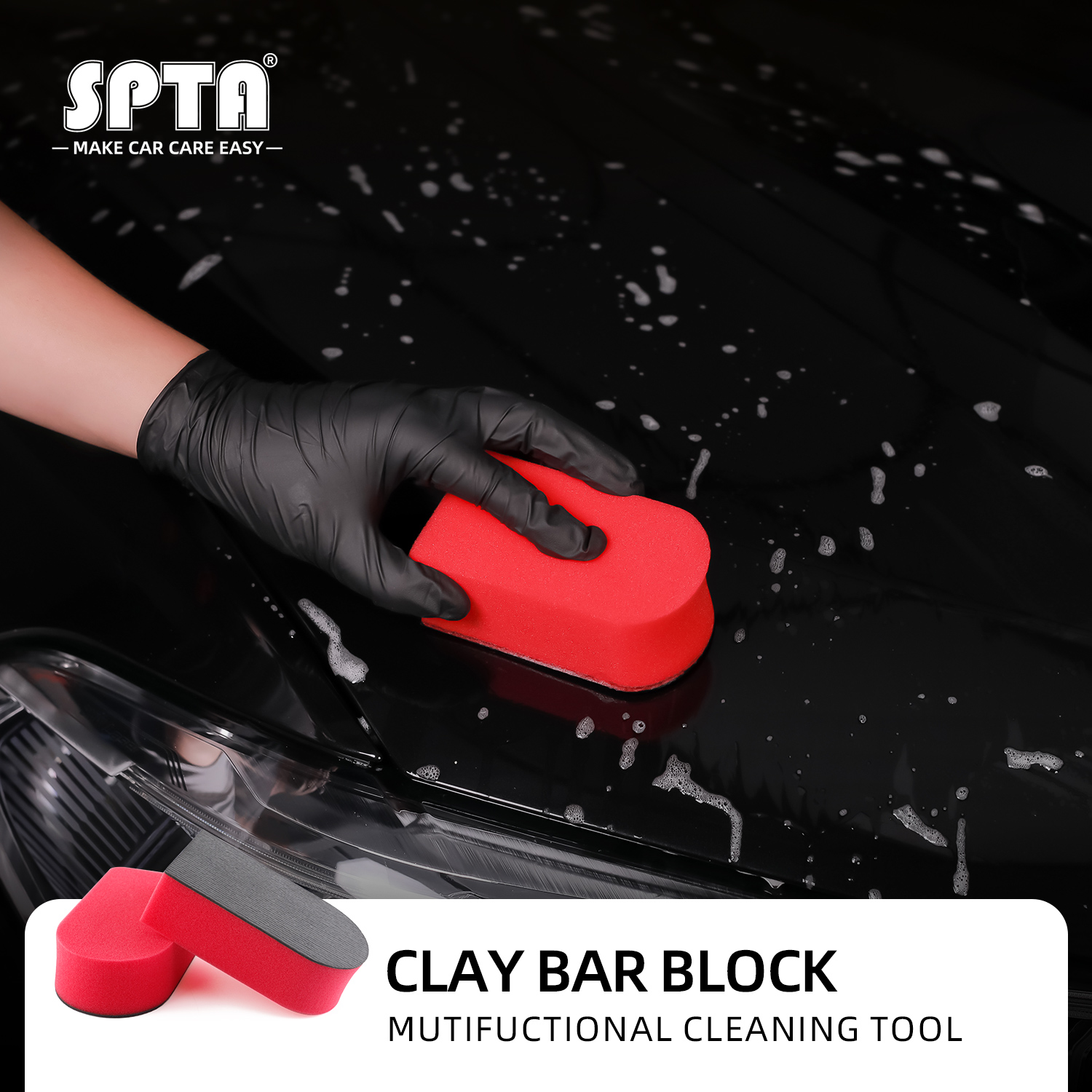 Clay Bar Lubricant - SPTA 1PC Rouge Bloc de décontamination