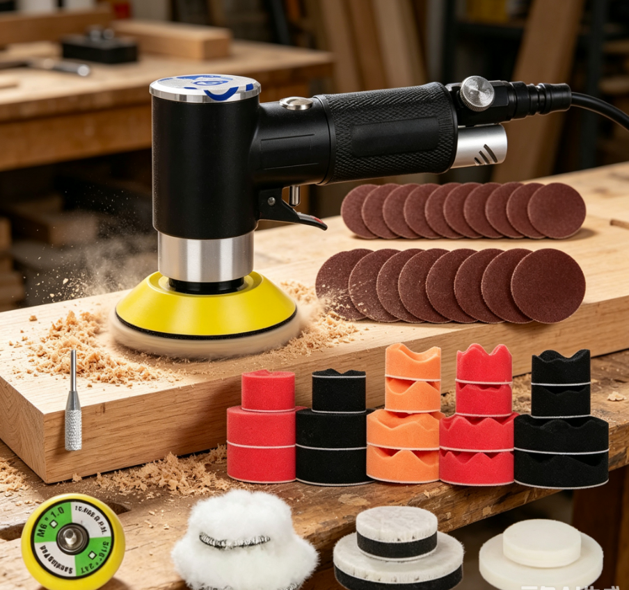 Polish Pad Set Buffer - Kit de ponceuse pneumatique mini, machine