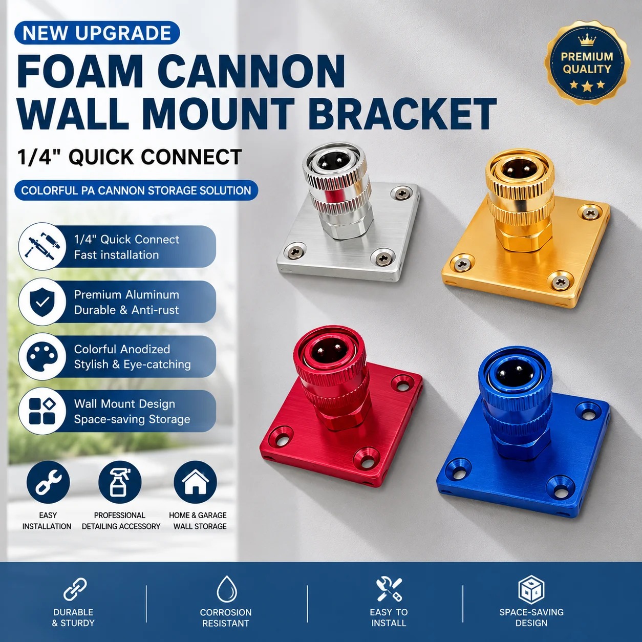 Foam Cannon Car Wash - Support mural en alliage d'aluminium pour