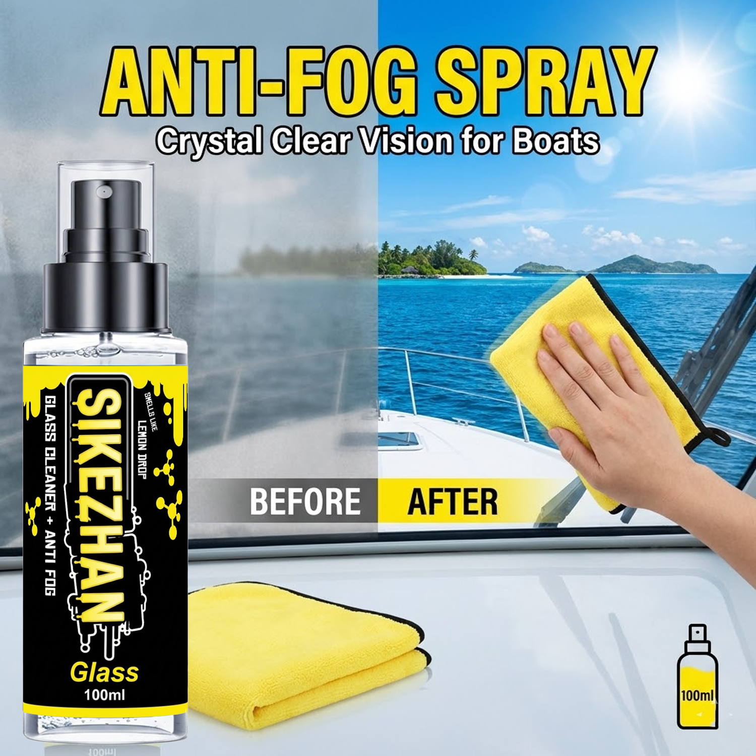 Glass Cleaner Streak - Nettoyant Vitres Voiture Anti-Buée 2-en-1 avec