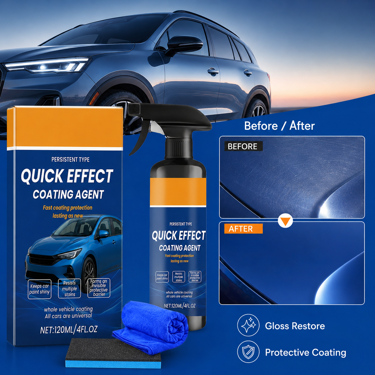 Car Wax Ceramic Coating - Spray de revêtement automobile à effet