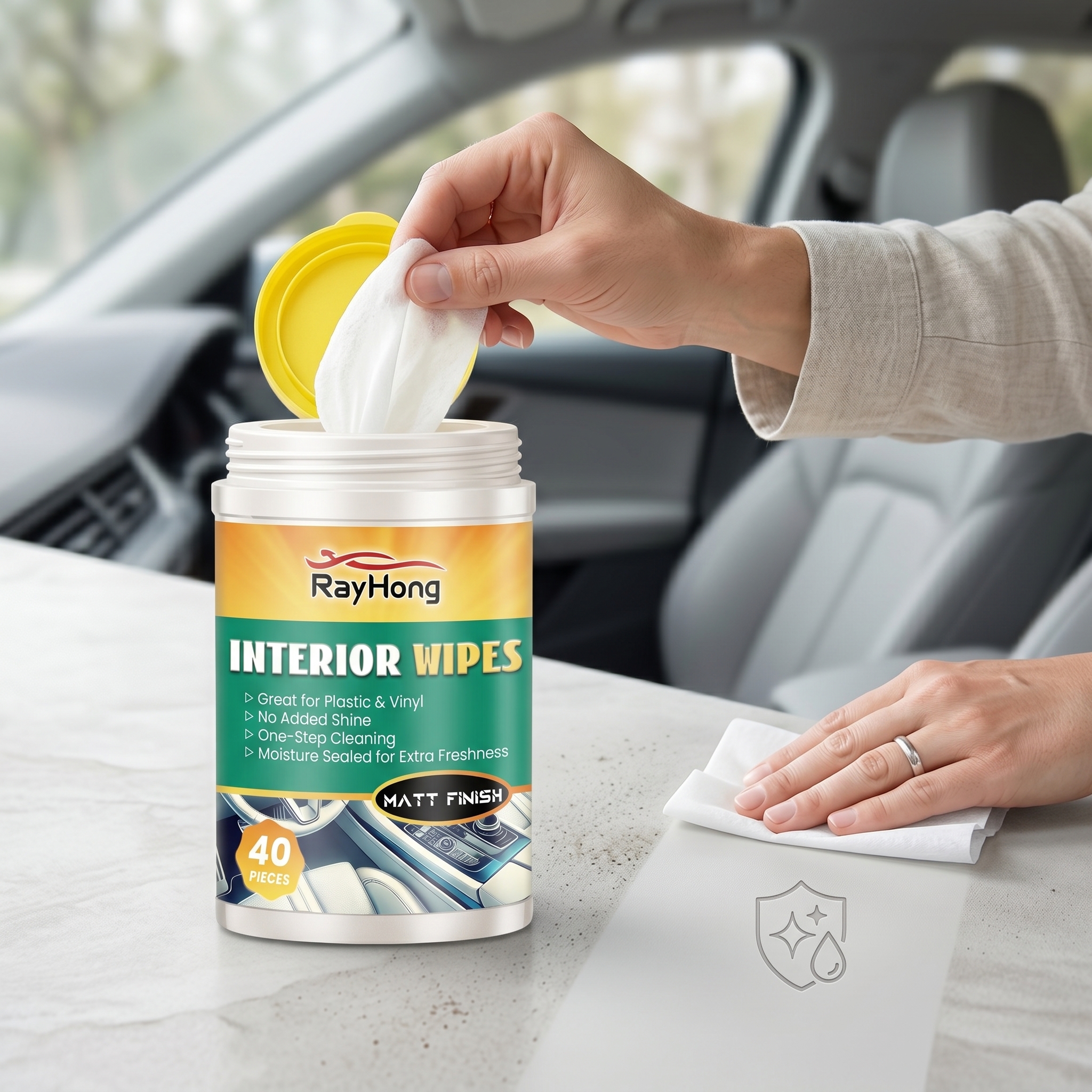 Lingettes Nettoyantes RAYHONG  - Leather Cleaner Interior avis et prix